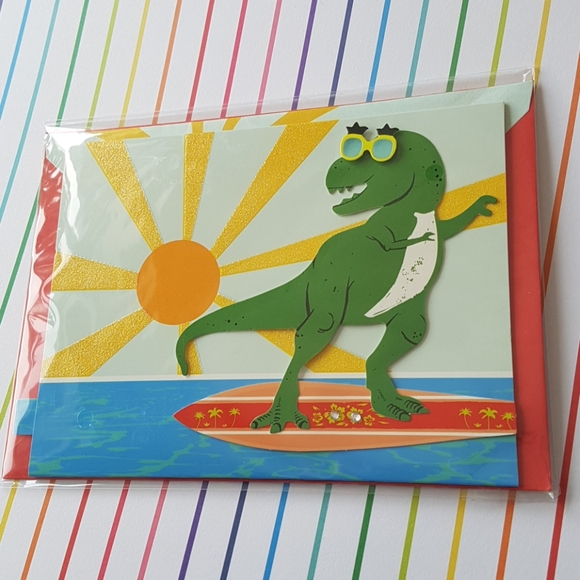 2 pcs C R Gibson Luxury Card Dinosaur (1 Card with Envelope) - Picture 2 of 16